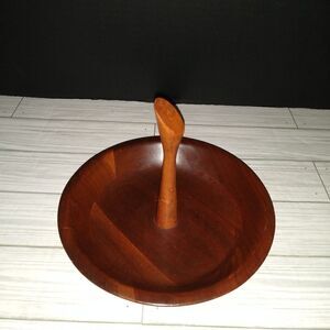 Vintage Mid-Century Ozark Black Walnut Wooden Fruit Nut Bowl 8in